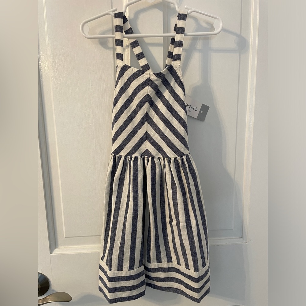 NWT Carter’s Blue and White Linen Dress 4T